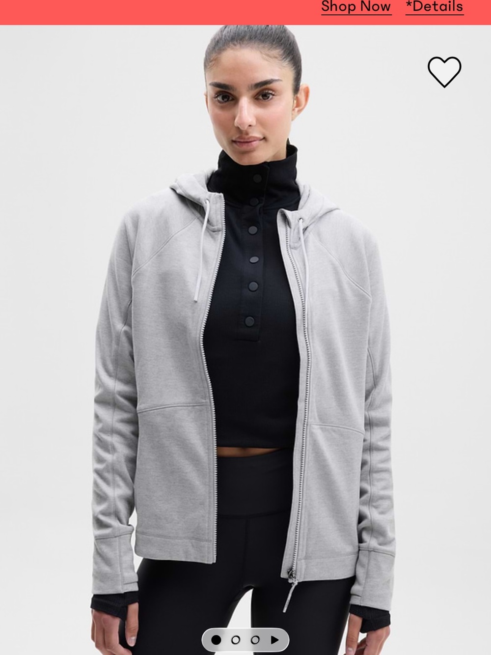 Athleta Light Gray Full-Zip Hooded Jacket